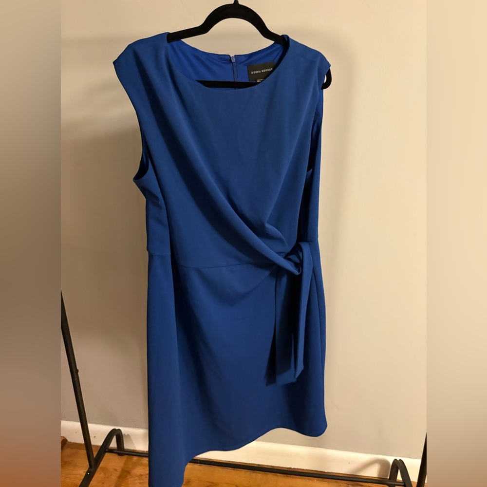 Donna Morgan Cobalt Blue Side-Tie Midi Dress
